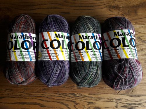 Marathon Color 100 g, Sockenwolle, 4er-Pack